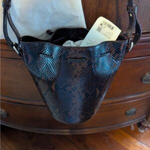 Sezane Dark Brown Snakeskin Shoulder Bag